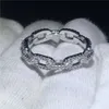 Handgemaakte kettingvorm belofte ring 100% soild 925 sterling zilveren sieraden 5A zirkoon CZ-betrokkenheid trouwband ringen voor vrouwen