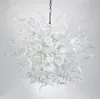 Lampade a sospensione Lampadario in vetro soffiato a mano Colore bianco Matrimonio romantico Soffitto Illuminazione decorativa per interni LED Lampadari fatti a mano al 100%