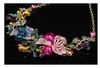 Collana di orecchini di rubino con pietre preziose a forma di fiore esagerata, set di gioielli da sposa con clavicola corta, collana con bavaglino, accessori coreani di moda