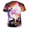 Groothandel gratis verzending mannen vrouwen Galaxy Antelope / Hawaii Tree 3D Gedrukt Tee korte mouw Ronde hals T-shirt Tops