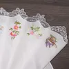 24 pcs Vintage Algodão Mulheres Hankies Borboleta Borboleta Lace Flor Hanky ​​Floral Assorted Pano Ladies Handkerchief Tecidos Acessório