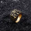 Gold Color stainless steel Men's Ring Punk the America Military badge Rings for men Vintage Hip Hop Fashion Jewelry Ring Wholesale