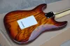 Chitarra elettrica Tobacco Sunburst con impiallacciatura in legno di zebra, 22 tasti, hardware cromato, tastiera in acero, personalizzabile