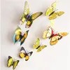 12 teile / satz Künstliche 3D Schmetterling Wandaufkleber Kühlschrankmagnet Aufkleber Kühlschrankmagnete Dekoration