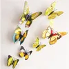 12 pièces/ensemble Artificielle 3D Papillon Stickers Muraux Réfrigérateur Aimant Autocollant Réfrigérateur Aimants Décoration de La Maison