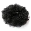짧은 높은 포니 테일 인간의 머리 처리되지 않은 브라질 버진 헤어 Afro 곱슬 머리 포니 테일 확장 120g 흑인 여성을위한 아프리카 퍼프 포니 테일