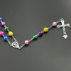 8mm 다채로운 묵주 비즈 종교 가톨릭 묵주 목걸이 묵주기도 Jesus Crucifix Mary Centerpiece Necklaces