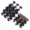 10a Human Virgin Hair Brasilian Remy Rak 28 30 Bundlar med spets Avslutande Kropp Djup Vattenvåg Jerry Kinky Curly Weft och 13x4 Frontral Pre Plucked Ear till öron