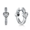 Modian Charm Fashion 100% Real 925 Sterling Silver Hearts Bländande CZ Hoop Örhängen för Kronor Crystal Sterling Silver Smycken