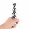 Vagina Stimulate Butt Plug Prostate Massage Anus Beads Aluminum alloy Metal Anal Plugs with 5 Balls Sex Toys for Men and Women Gay