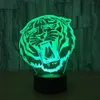 Astrattivo 3D Illusione Ottica Animale Tigre Effetto luminoso colorato Interruttore tattile Alimentato tramite USB Decorazione LED Luce notturna Scrivania Lam5002815