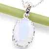 LuckyShine 1014mm Family Gift Shine Oval White Moonstone Gemstone Silver Halsband för kvinnor Charmhängen för bröllopsfest 1856