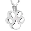 IJD9292 Paw Shape Stainless Steel Cremation Pendant Necklace Pet Memory Funeral Ashes Keepsake Urn Necklace Jewelry