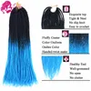 5Packs 24 "Twist Crochet Hair Mambo Twist Senegalese Crochet Trecce Intrecciare i capelli (Nero-Cielo blu) SASSY GIRL