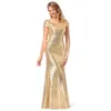 MissHow Women świecenia Rose Gold Long Cekiny Druhna Dress 2020 Prom / Suknie Wieczorowe Wieczorowe Suknie Party Tanie