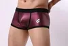 Hot Sexy Hommes Boxers Shorts Sous-Vêtements Hommes U Convex Pouch Boxer Shorts Sous-Vêtements pour Homme Imitation Cuir Gris