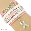(10pieces / lot) Infinity Love Be för Bröstcancer Fighter Cure Rett DiaBete Survivor Relä för Life Awareness Ribbon Charm Armband