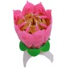 Sıcak 1 adet / grup Doğum Günü Mum Çiçeği Lotus Çiçek Mumlar Parti Kek Müzik Sparkle Kek Topper Mum QB670976