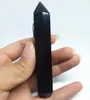 Drop 1pcs 4inches natural obsidian gem stone quartz tobacco tube black crystal wand pipe healing with Metal mesh5201031