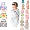 15 Style Dzieci Muzylin Swaddles Ins Okładki Koetki Przedszkole Pościel Newborn Organic Cotton Ins Floral Print Swaddle + Headband Dwie zestawy