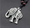 Mode män elefanthänge halsband ben snidad träpärla halsband Du kan justera repets längd