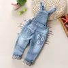 2018 Nya vårens höstbarn Baby Boys Rompers Bib Preschool Children Jeans3139381