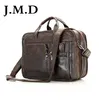 J.M.D 100% echt vintage lederen heren chocolade schouder messenger bag aktentas laptop handtassen 7093