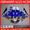 Kit för Honda CBR400 RR NC23 CBR400RR 88 89 90 91 92 93 80HM22 CBR 400 RR NC29 CBR 400RR 1988 1989 1990 1991 1992 1993 Svart Silver Fairing