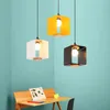 Moderne, einfache, quadratische Pendelleuchten aus Metall, buntes Macaron-Droplight, schwarz, weiß, blau, gelb, liebevolle Farbe, Kinderzimmer, Schlafzimmer, Restaurantleuchte