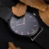 Top Marke Luxus Quartz Watch Männer lässig Schwarz Japan Quarzwatch Edelstahl Holzgesicht Ultra dünner Uhr Mann Relogio Neu S91012629