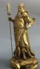 Escultura de estatua de Dios Guerrero General Guan Gong Yu con soporte de latón popular chino de 10 "