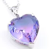 Hela 12 datorer LuckyShine Rainbow Love Heart Tourmaline Gem 925 Platinum Plated Women Wedding Pendant Halsband 16 18mm New321o