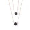 Zwarte lava stenen kralen multilayer ketting aromatherapie essentiële olie parfum diffuser hanger ketting voor vrouwen sieraden