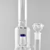 Hookah Recycler Blue Liped vattenrör 15inches Höjd Dubbel Slät Dome Percolator Filter Bongs