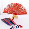 Stampa a caldo Ventilatori di danza della seta cinese floreale per le donne Ventilatori portatili portatili pieghevoli per ventaglio di plastica da sposa 10 pezzi / lotto