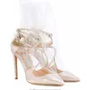 2018 Genomskinlig PVC Högklackat Kvinnor Sandaler Strappy Buckle Pekade Toe Kvinnor Pumpar Kim Kardashian Style Rain Shoes Woman