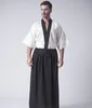 Vêtements de samouraï japonais classiques, Kimono de guerrier pour hommes avec Obi, Costume traditionnel de Convention Yukata en Satin, taille unique