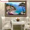 Fai da te pieno di diamanti ricamo paesaggio mediterraneo pittura diamante rotondo kit punto croce diamante mosaico decorazioni per la casa