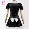 6XL Siyah Saten Ve Beyaz Dantel Fransız Hizmetçi Kostüm Seksi Yetişkin Kadın Cosplay Hizmetçi Fantezi Mini Elbise Artı Boyutu Cadılar Bayramı Kostümleri S19706