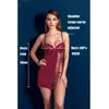 Lencería femenina ropa de dormir Chemise De Nuit Mujeres de verano Lencería sexy Vestido de satén Vestido de encaje transparente Vestido de rayón Negligee