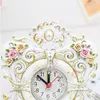 TUDA-Reloj de mesa de estilo coreano de 4 pulgadas, reloj de mesa romántico de resina con tallado de rosas para decoración de dormitorio, reloj de mesa 230Z