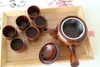 Wooden Teapot Japanese Style Tea Pot Vintage Kung Fu Set Long Handle Teapots With Strainer Tea Tool QW7178