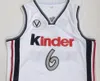 KINDER BOLOGNA Manu Gin￳bili Ginobili 6 Jersey Mens europa Basketball White Vintage cousu Shirt Classic TOP