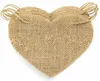 20 stks / partij 15 stks jute stoffen bunting banner hart vlaggen vintage bruiloft jute banners rustieke bruiloft decoratie