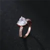 Vecalon Dropshipping 3 Kleuren Hartvorm Ring 5A CZ Rose Gold Filled 925 Silver Engagement Wedding Band Ringen voor vrouwen