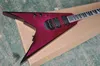 Chitarra elettrica Flying V personalizzata di fabbrica per mano sinistra con 2 pickup, corpo in mogano, hardware nero, tastiera in palissandro, personalizzabile