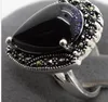 15mmX23mm Blue Gold sand stone Marcasite 925 Sterling Silver Ring Taille 7/8/9/