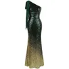 Angel-Fashions Asimmetrica Asimmetrica Asimmetrica Pailletted Sirena Mermaid Long Prom Party Gown Dress Abiti da sera Nero rosa verde 286