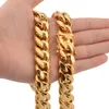 8mm/10mm/12mm/14mm/16mm Stainless Steel Jewelry 18K Gold Plated High Polished Miami Cuban Link Necklace Men Punk Curb Chain Butterfly Clasp