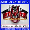 Body For KAWASAKI ZX 11R ZX11R 93 94 95 96 97 206HM.0 ZZR 1100 ZX11 R ZZR1100 ZX-11R 1993 1994 1995 1996 1997 Fairings Factory blue